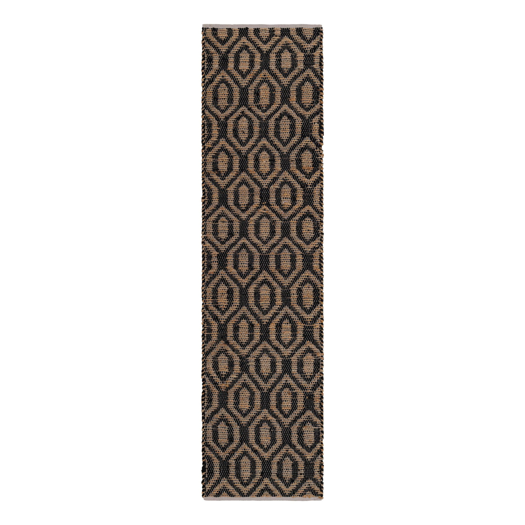 Unique Loom Chindi Jute Collection Area Rug (2' 7" x 10' Runner Black/Navy Blue)