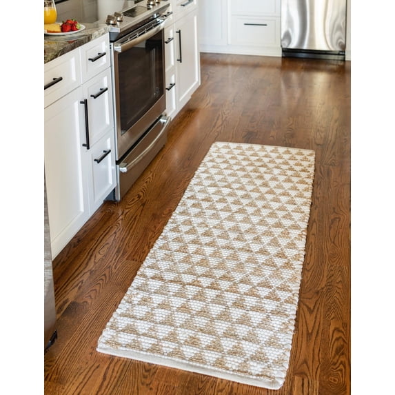 Unique Loom Chindi Jute Collection Area Rug (2' 7" x 10' Runner White/Natural)