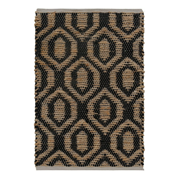 Unique Loom Chindi Jute Collection Area Rug (2' x 3' 1" Rectangle Black/Navy Blue)