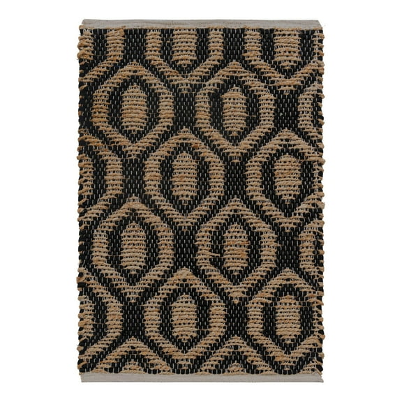 Unique Loom Chindi Jute Collection Area Rug (2' x 3' 1" Rectangle Black/Navy Blue)