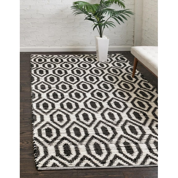 Unique Loom Chindi Jute Collection Area Rug (2' x 3' 1" Rectangle Black and White)