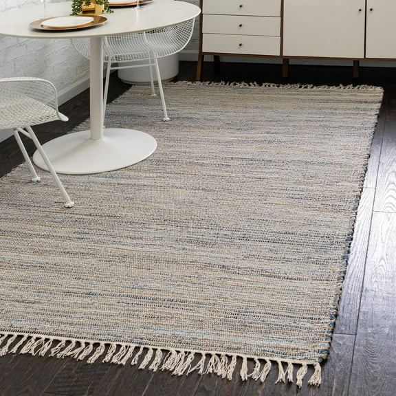 Unique Loom Chindi Jute Collection Area Rug (2' x 3' 1" Rectangle Blue/Navy Blue)