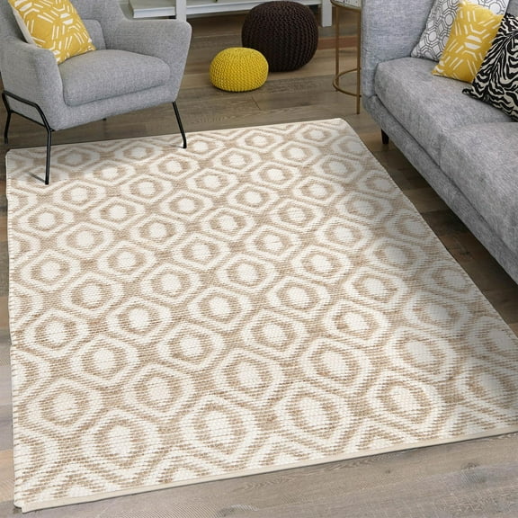 Unique Loom Chindi Jute Collection Area Rug (2' x 3' 1" Rectangle White/Natural)