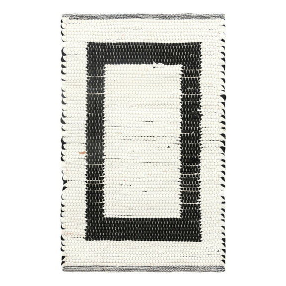 Unique Loom Chindi Jute Collection Area Rug (2' x 3' 1" Rectangle White and Black/Black)