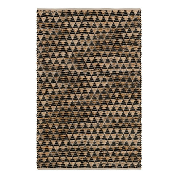 Unique Loom Chindi Jute Collection Area Rug (4' 1" x 6' 1" Rectangle Black/Natural)