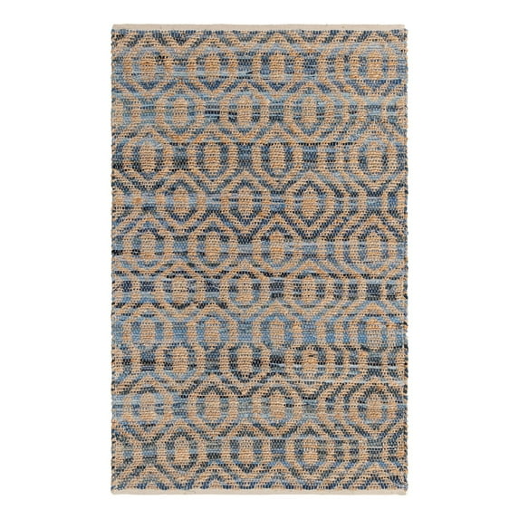 Unique Loom Chindi Jute Collection Area Rug (4' 1" x 6' 1" Rectangle Navy Blue)