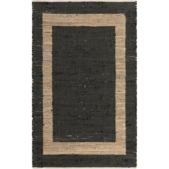 Unique Loom Chindi Jute Collection Area Rug (5' 1" x 8' Rectangle Black/Navy Blue)