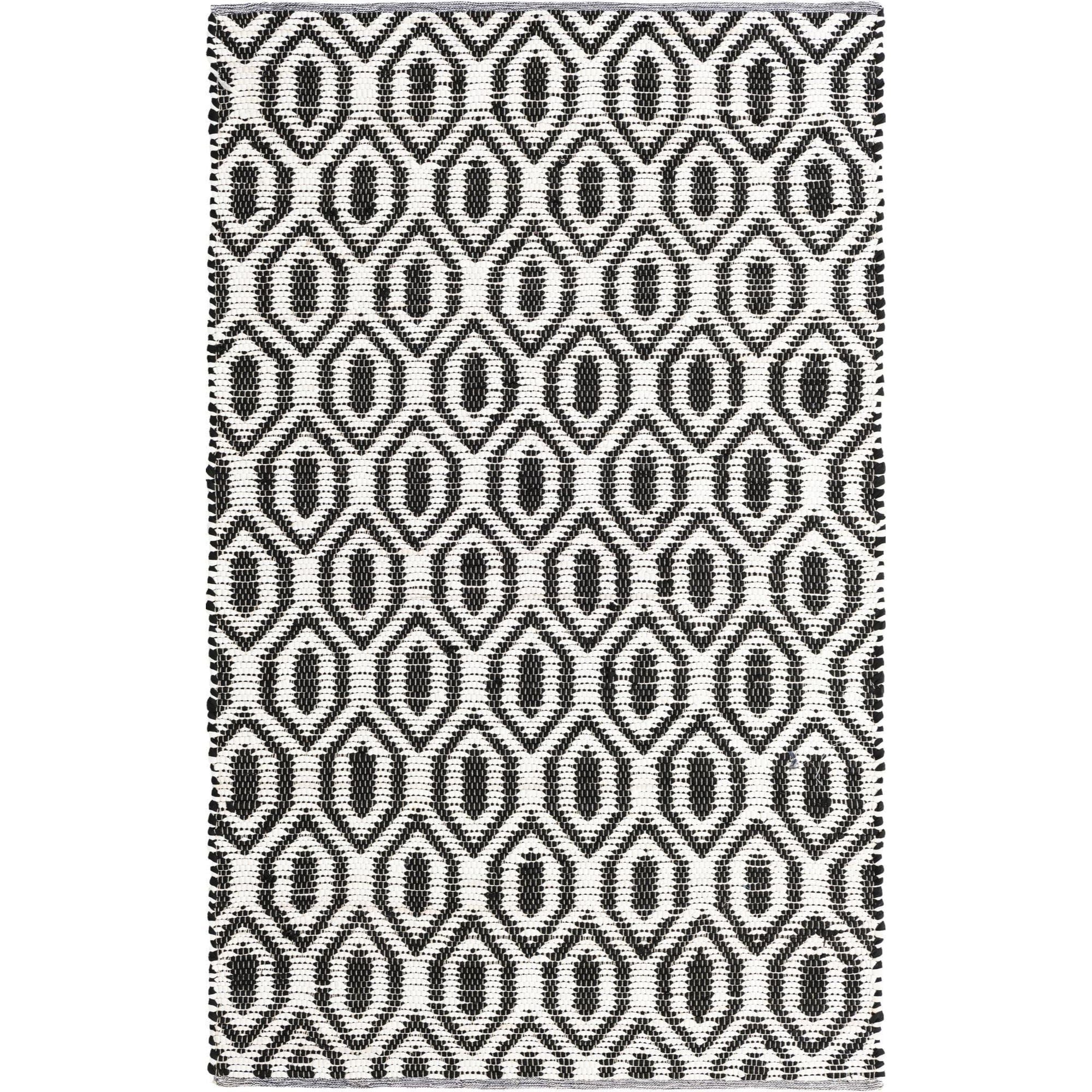 Unique Loom Chindi Jute Collection Area Rug (5' 1" x 8' Rectangle Black and White)