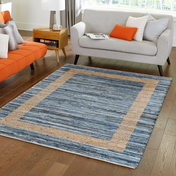 Unique Loom Chindi Jute Collection Area Rug (5' 1" x 8' Rectangle Natural/Ivory)