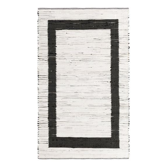 Unique Loom Chindi Jute Collection Area Rug (5' 1" x 8' Rectangle White and Black/Black)