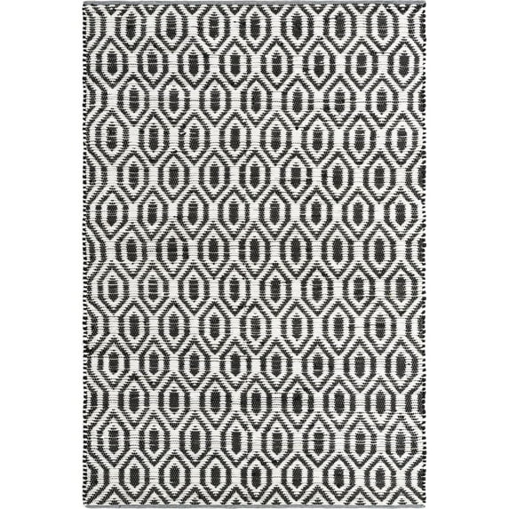 Unique Loom Chindi Jute Collection Area Rug (7' 1" x 10' Rectangle Black and White)