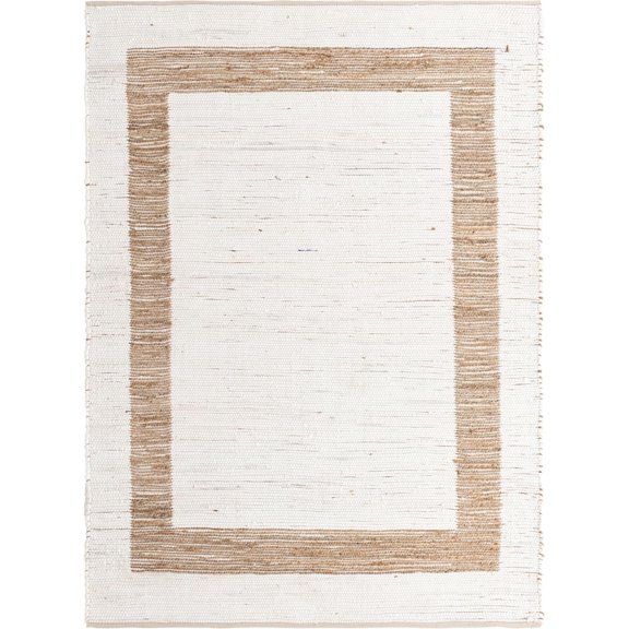 Unique Loom Chindi Jute Collection Area Rug (7' 1" x 10' Rectangle White and Natural/Natural)