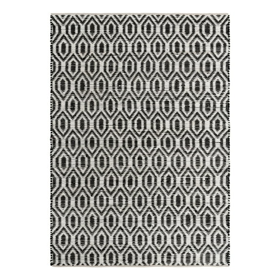 Unique Loom Chindi Jute Collection Area Rug (8' x 11' Rectangle Black and White)