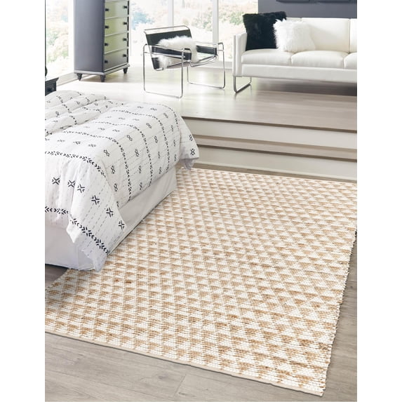 Unique Loom Chindi Jute Collection Area Rug (8' x 11' Rectangle White/Natural)