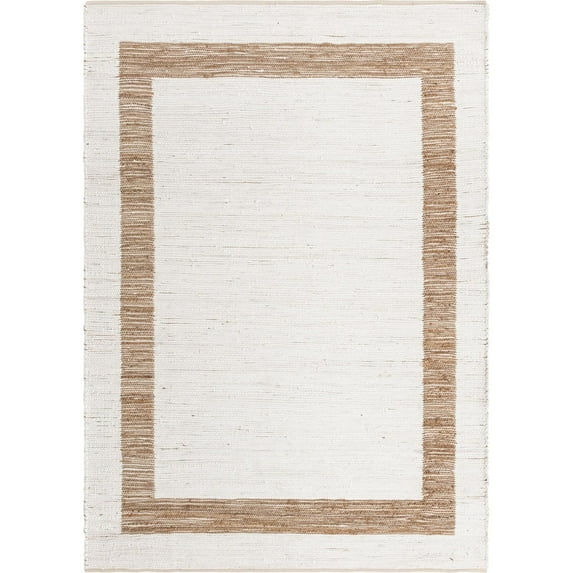 Unique Loom Chindi Jute Collection Area Rug (8' x 11' Rectangle White and Natural/Natural)