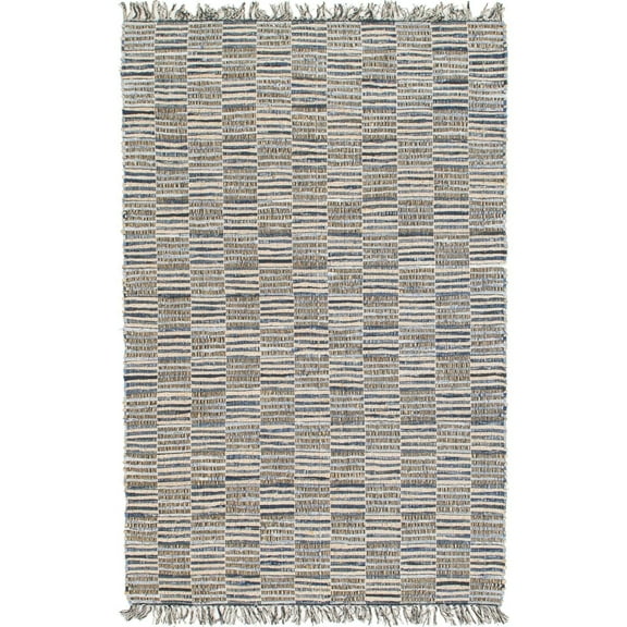 Unique Loom Chindi Jute Collection Area Rug - Checkered (5' 1" x 8' Rectangle Dark Gray/Natural)