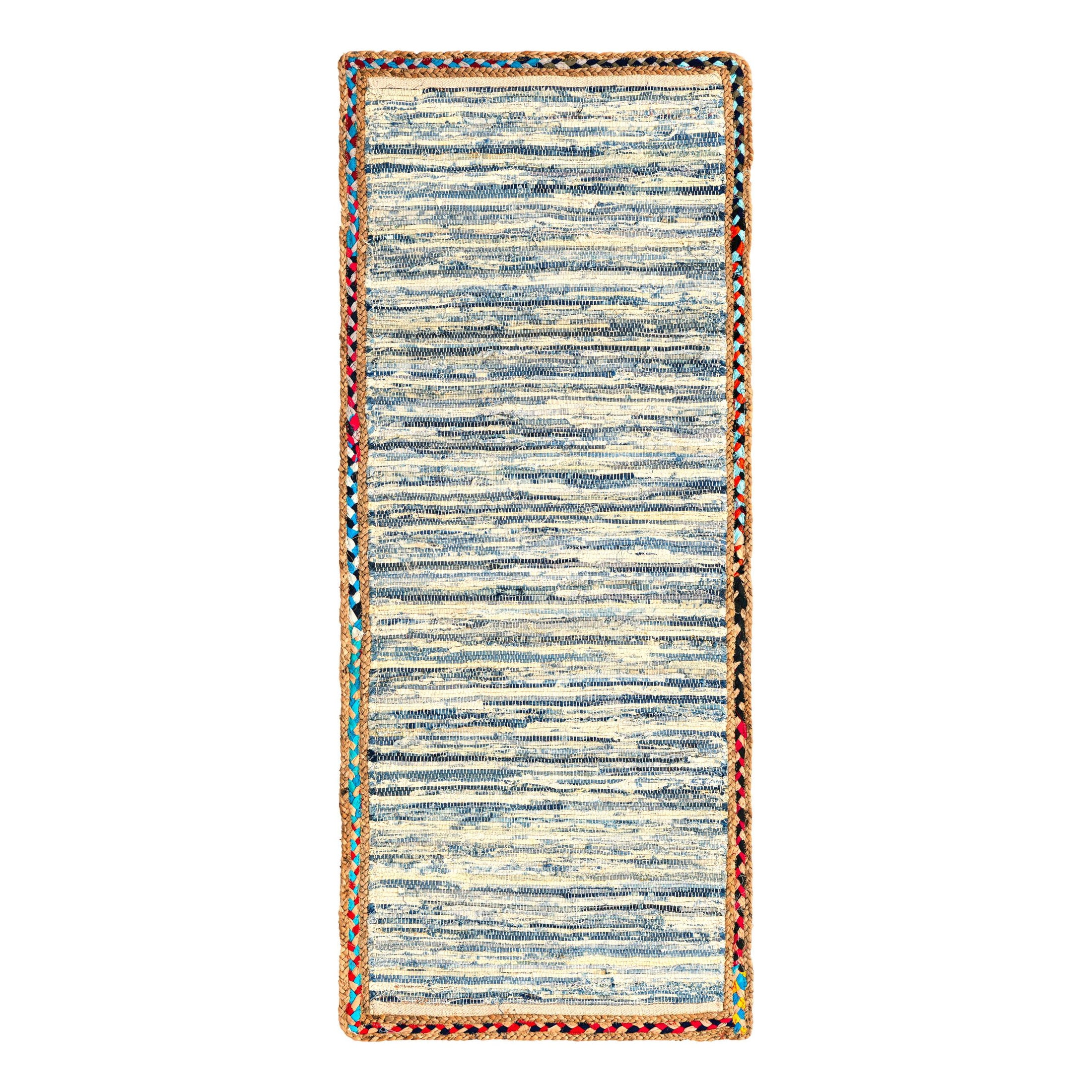 Handmade Ivory and Gray Braided Jute Runner Rug 2'7" x 6'1"