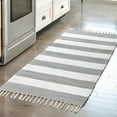 thumbnail image 1 of Unique Loom Chindi Rag Collection Area Rug - Striped (2' 2" x 8' Runner Gray/Ivory), 1 of 7