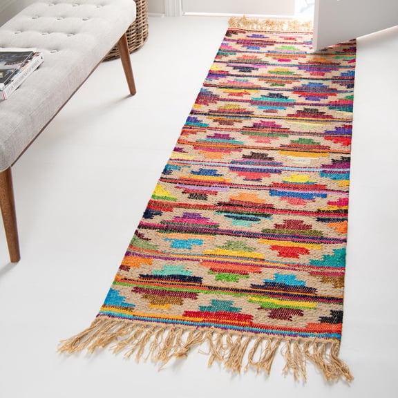 Unique Loom Chindi Trellis Collection Area Rug - Candy (2' 2" x 6' 1" Runner Multi/Beige)