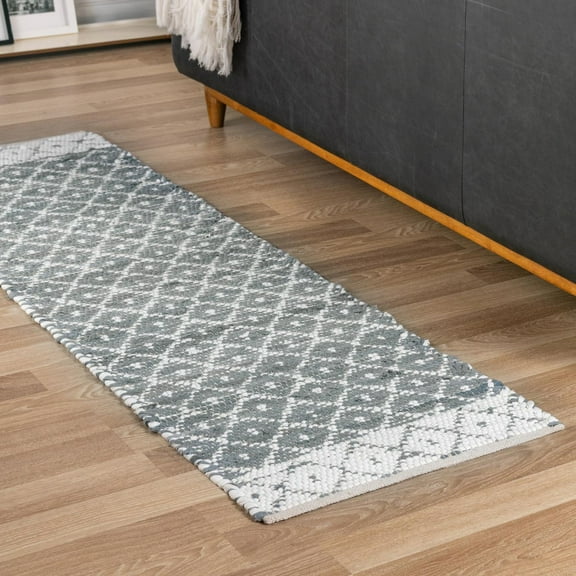Unique Loom Chindi Trellis Collection Area Rug - Sand (2' 2" x 6' 1" Runner Gray/Ivory)