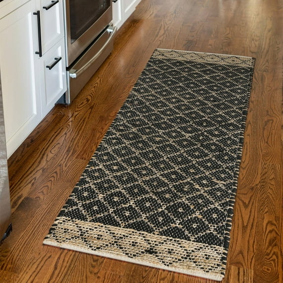 Unique Loom Chindi Trellis Collection Area Rug - Sand (2' 7" x 10' Runner Black/Natural)