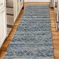 thumbnail image 1 of Unique Loom Chindi Trellis Collection Area Rug - Sand (2' 7" x 10' Runner Denim blue/Navy Blue), 1 of 7