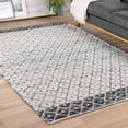 thumbnail image 1 of Unique Loom Chindi Trellis Collection Area Rug - Sand (9' x 12' Rectangle Ivory/Navy Blue), 1 of 7