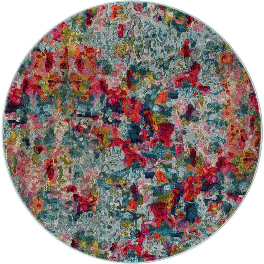 Unique Loom Chromatic Champagne Area Rug 5' 3" x 5' 3", Round Multi