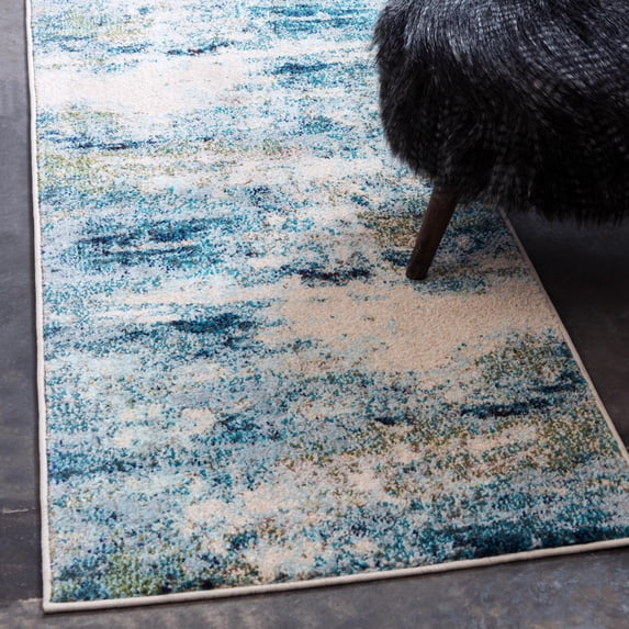 Unique Loom Chromatic Collection Area Rug - Avalon (2' 2" x 6' 9" Runner Light Blue/Gray)