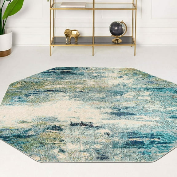 Unique Loom Chromatic Collection Area Rug - Avalon (5' Octagon Light Blue/Gray)