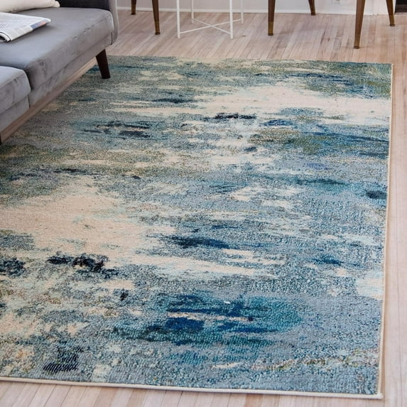 Unique Loom Chromatic Collection Area Rug - Avalon (6' 1" x 9' Rectangle Light Blue/Gray)