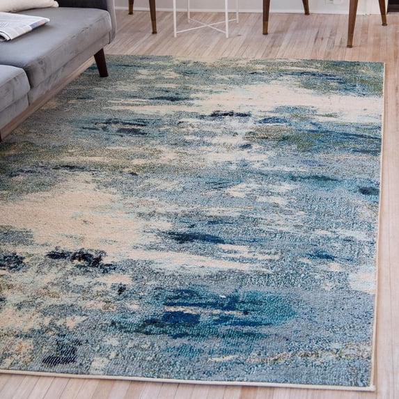 Unique Loom Chromatic Collection Area Rug - Avalon (9' x 12' 2" Rectangle Light Blue/Gray)
