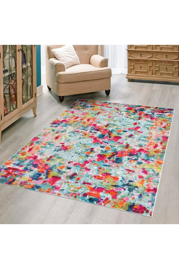 Chromatic Collection Area Rug - Champagne (10' 6" x 16' 5" Rectangle Multi/Blue)