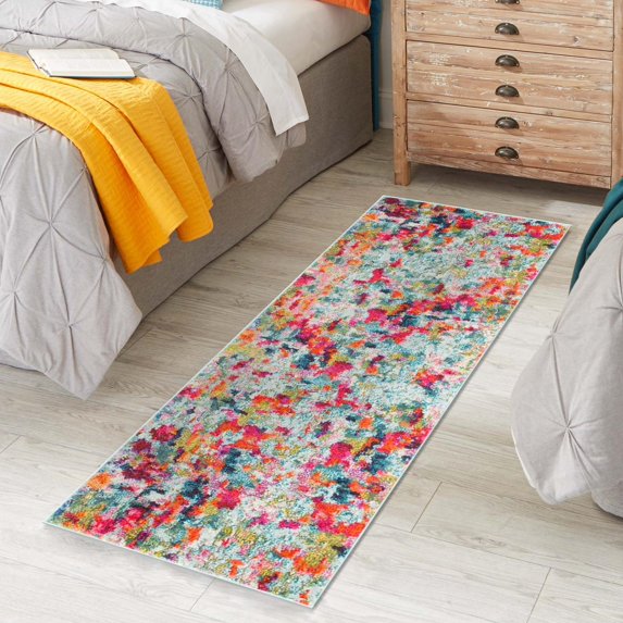 Unique Loom Chromatic Collection Area Rug - Champagne (2' 7" x 10' Runner Multi/Blue)