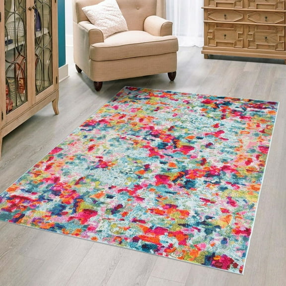 Unique Loom Chromatic Collection Area Rug - Champagne (8' x 11' Rectangle Multi/Blue)