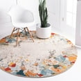 thumbnail image 1 of Unique Loom Chromatic Collection Area Rug - Coral (6' 1" Round Multi/Black), 1 of 7