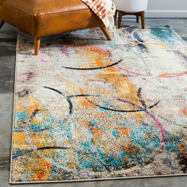 Unique Loom Chromatic Collection Area Rug - Imperial (5' 1" x 8' Rectangle Multi/Beige)