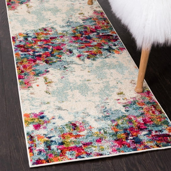 Unique Loom Chromatic Collection Area Rug - Joyous (2' 2" x 6' 9" Runner Multi/Blue)