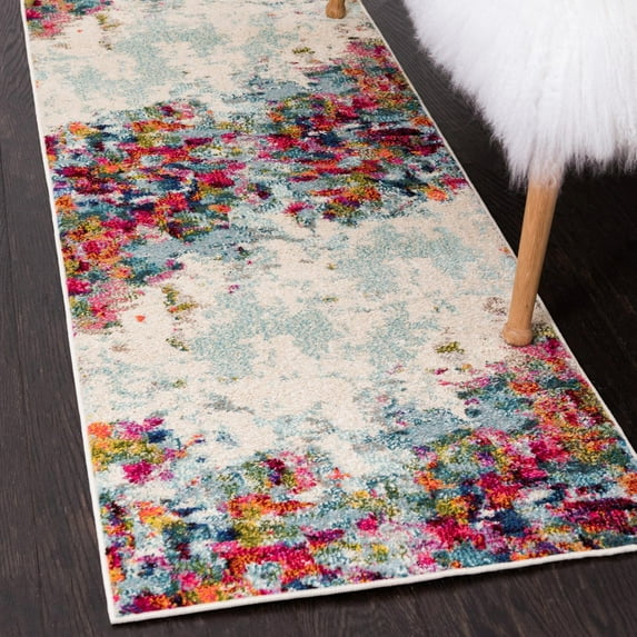 Unique Loom Chromatic Collection Area Rug - Joyous (2' 7" x 12' Runner Multi/Blue)