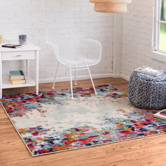 Unique Loom Chromatic Collection Area Rug - Joyous (4' Square Multi/Blue)