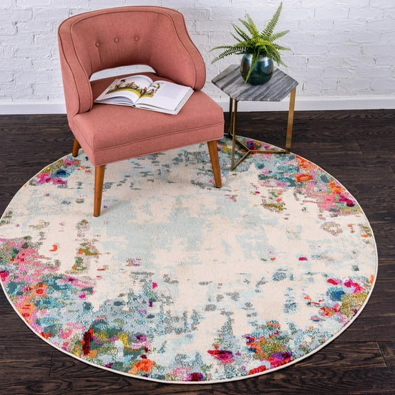Unique Loom Chromatic Collection Area Rug - Joyous (8' Round Multi/Blue)