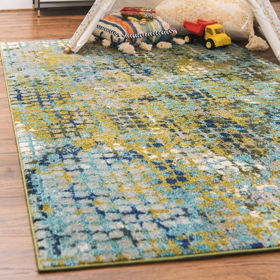 Unique Loom Chromatic Collection Area Rug - Stormy (10' 6" x 16' 5" Rectangle Blue Green/Beige)