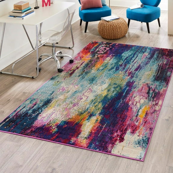 Unique Loom Chromatic Collection Area Rug - Sunset (6' 1" x 9' Rectangle Multi/Black)