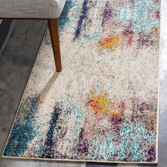 Unique Loom Chromatic Collection Area Rug - Tybee (2' 2" x 6' 9" Runner Beige/Blue)