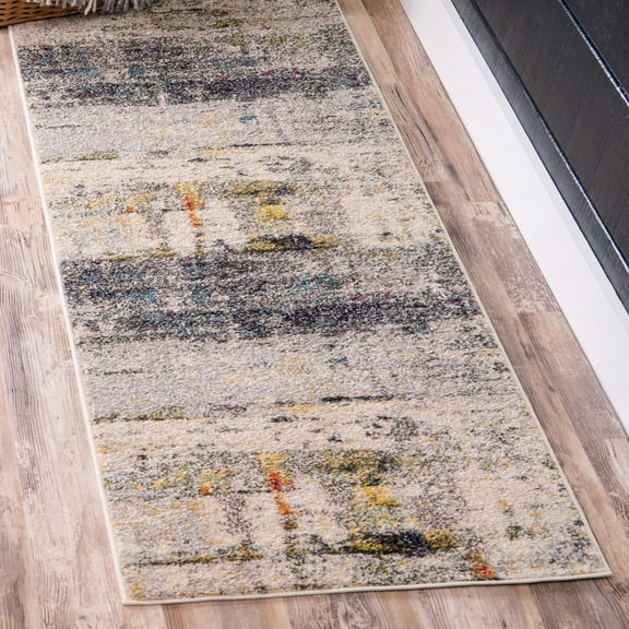 Unique Loom Chromatic Collection Area Rug - Urban (2' 2" x 6' 9" Runner Gray/Beige)