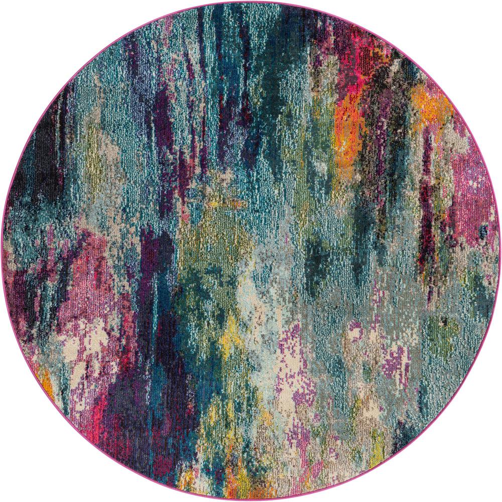 Unique Loom Chromatic Sunset Area Rug 5' 3" x 5' 3", Round Multi
