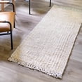 thumbnail image 1 of Unique Loom Chunky Jute Collection Area Rug (2' 7" x 6' 1" Runner Ivory), 1 of 7