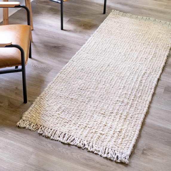 Unique Loom Chunky Jute Collection Area Rug (2' 7" x 6' 1" Runner Ivory)