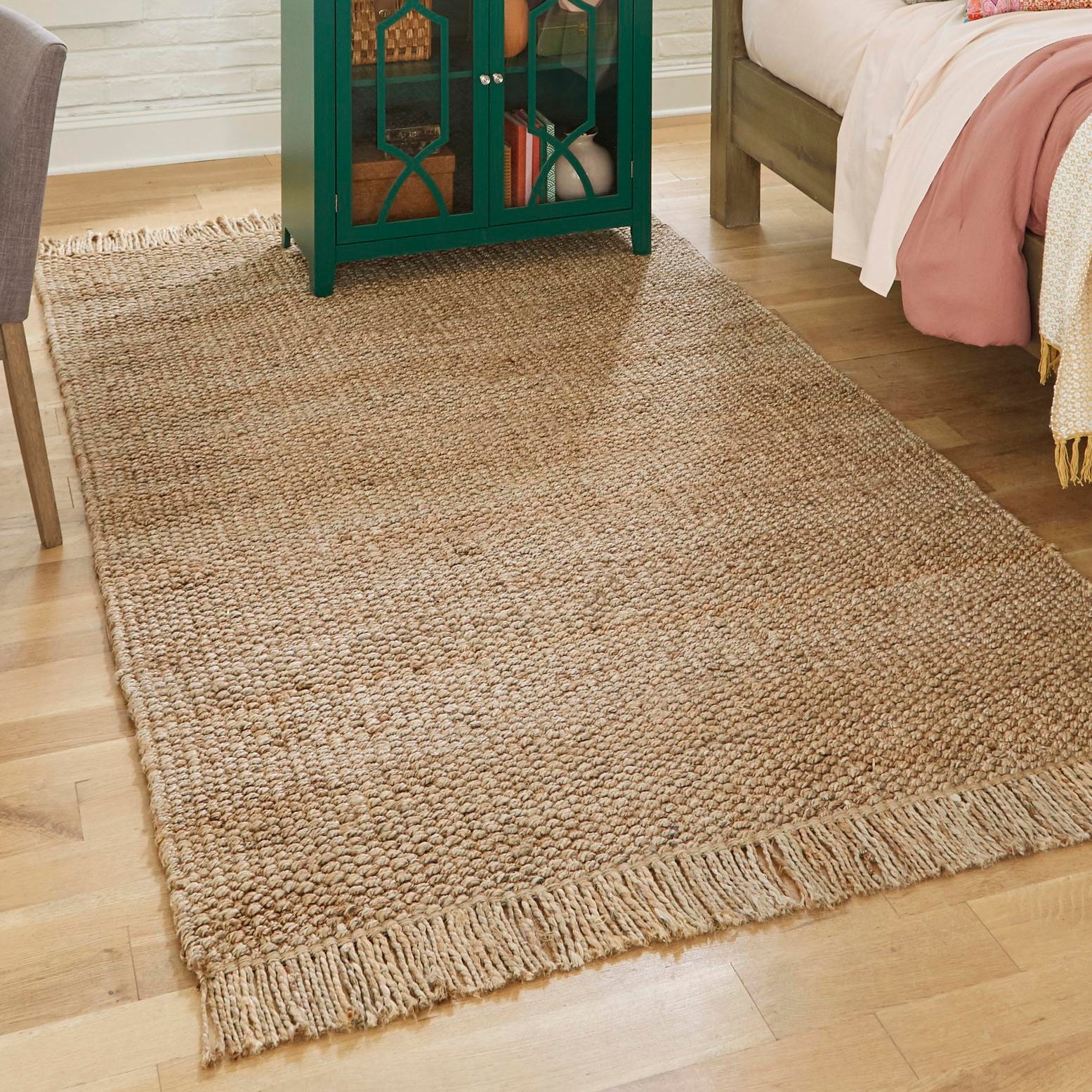 Handmade Chunky Jute Rectangular Natural Area Rug
