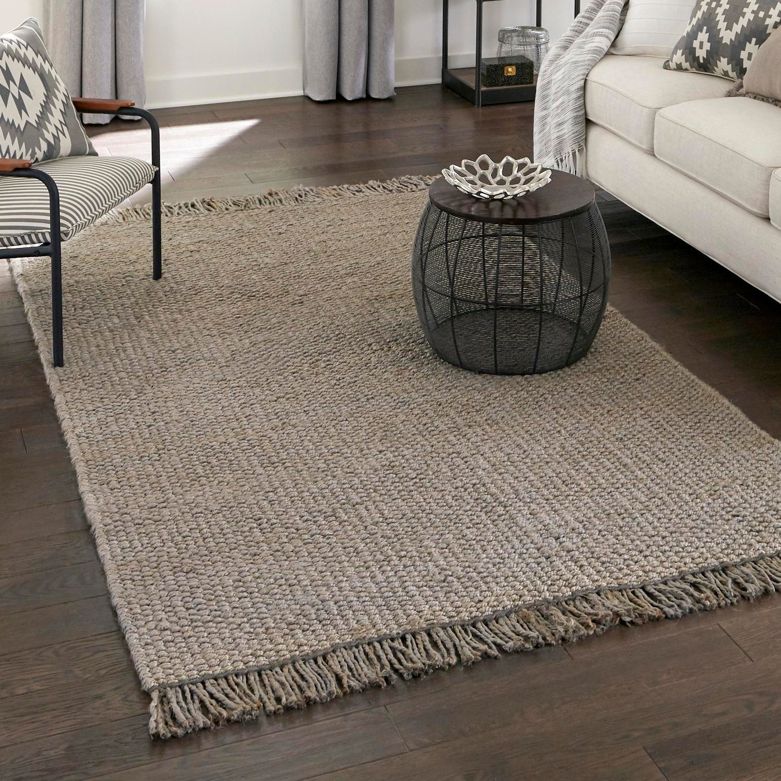 Unique Loom Chunky Jute Collection Area Rug (4' 1" x 6' 1" Rectangle Gray)